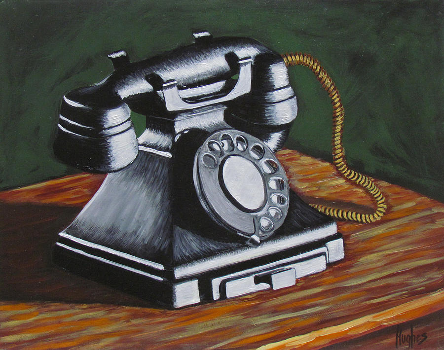 900x710 Vintage Phone 2 Painting By Kevin Hughes - Telephone Painting