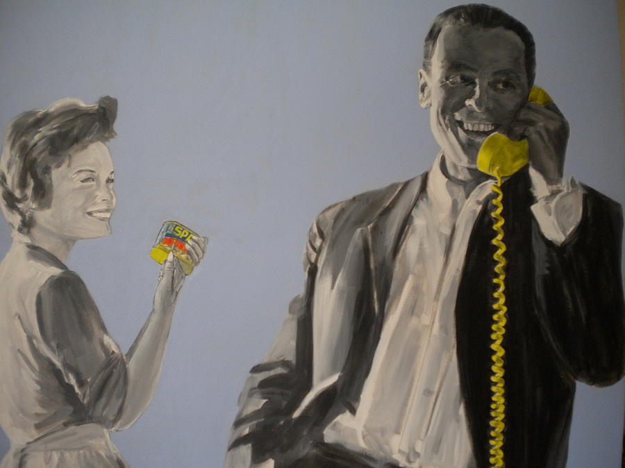 900x675 Yellow Telephone And Spam Painting By Tom Mendoza - Telephone Painting