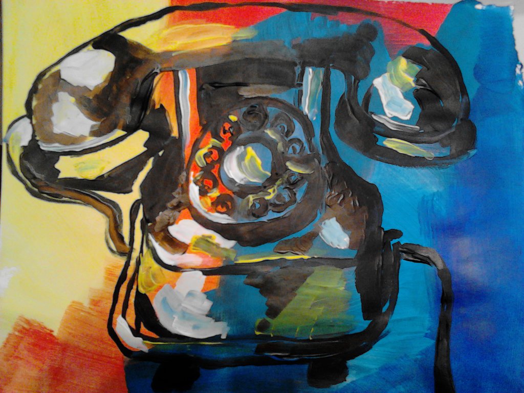 1024x768 Old Telephone By Shintla - Telephone Painting