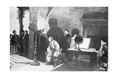 400x267 Painting Of Galileo With Milton Looking Through A Telescope Giclee - Telescope Painting