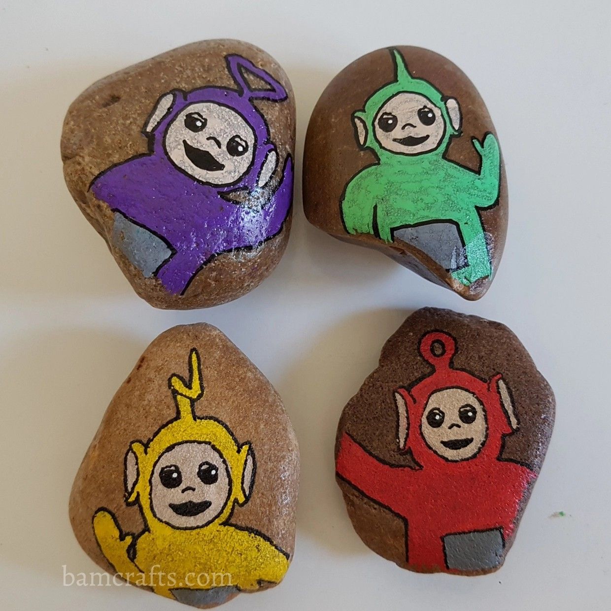 1240x1240 Teletubbies Painted Stones. Posca Paint Pens Stone Painting - Teletubbies Painting