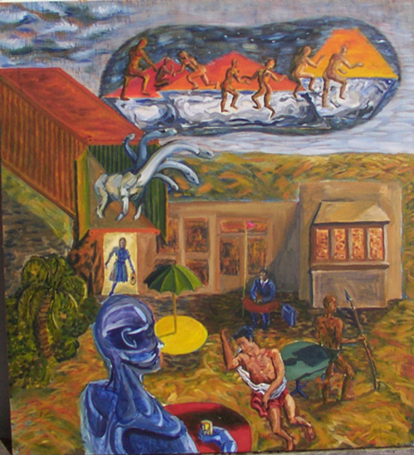 583x640 Patrick Hromas Artwork The Drug Runners Original Painting Oil - Television Painting