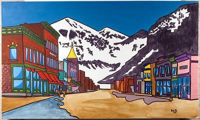 400x240 Old Main Street Telluride Painting By M D - Telluride Painting