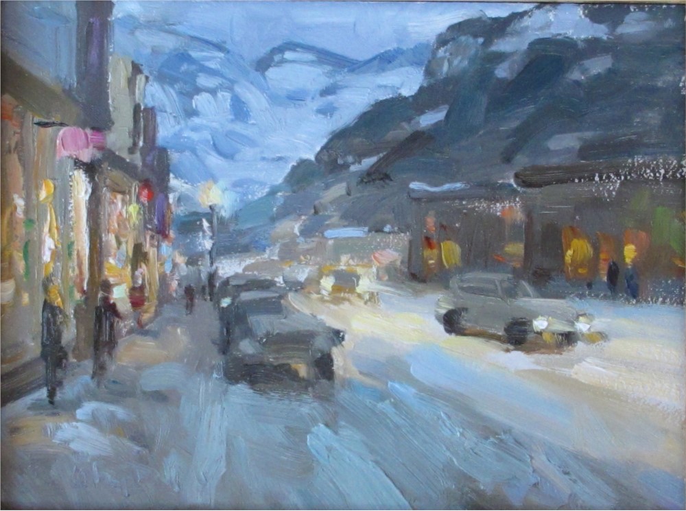 1000x745 Gregory Packard Painting Telluride Twilight Oil On Panel - Telluride Painting