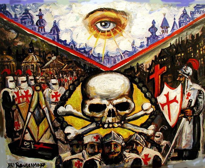 681x559 Knights Templar Masonic Skull Apron Mixed Media Paintinggiclee - Templar Painting
