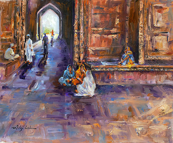 600x496 Indian Temple Painting By Mitzi Lai - Temple Painting