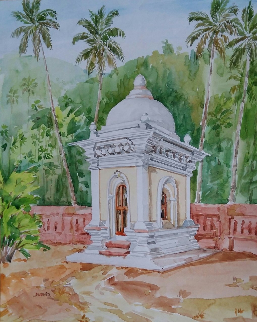 1019x1280 Buy Goan Temple Handmade Painting By Sudhir Parkhi. Code - Temple Painting