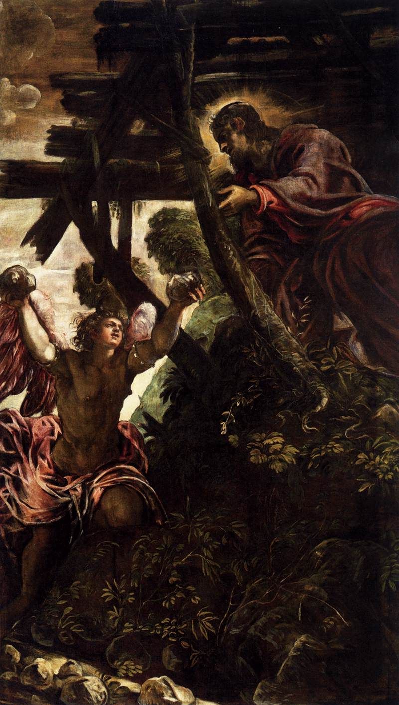 800x1411 The Temptation Of Christ Painting Tintoretto Oil Paintings - Temptation Of Christ Painting