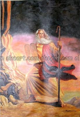 274x400 Moses The Ten Commandments Religious Abstract Bed Room Background - Ten Commandments Painting