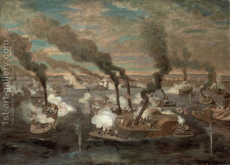 800x575 Great Naval Battle Of Memphis, Tennessee On 6th June, 1862 - Tennessee Painting