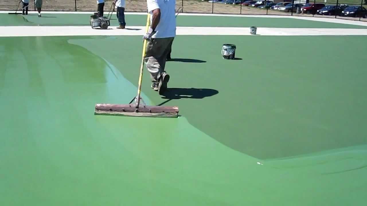 1280x720 Tennis Court Resurfacing Squeegee Application Technique - Tennis Court Painting