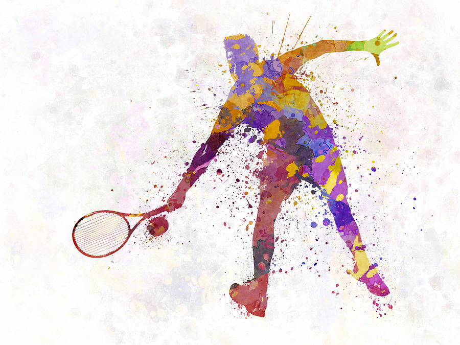 900x675 Tennis Player In Silhouette 02 Painting By Pablo Romero - Tennis Painting