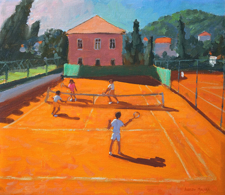 900x779 Clay Court Tennis Painting By Andrew Macara - Tennis Painting