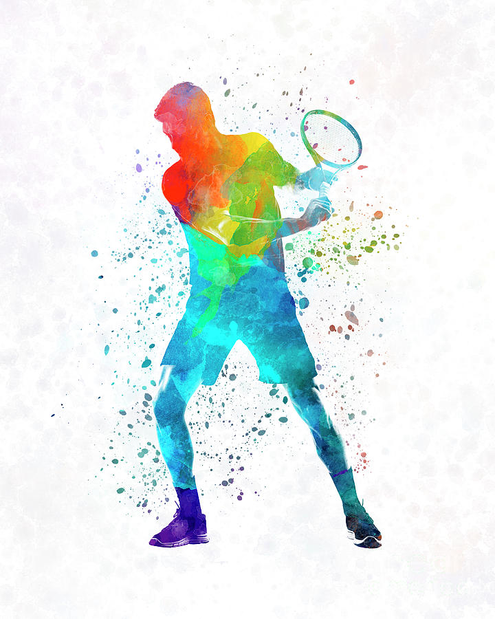 720x900 Man Tennis Player 02 In Watercolor Painting By Pablo Romero - Tennis Painting