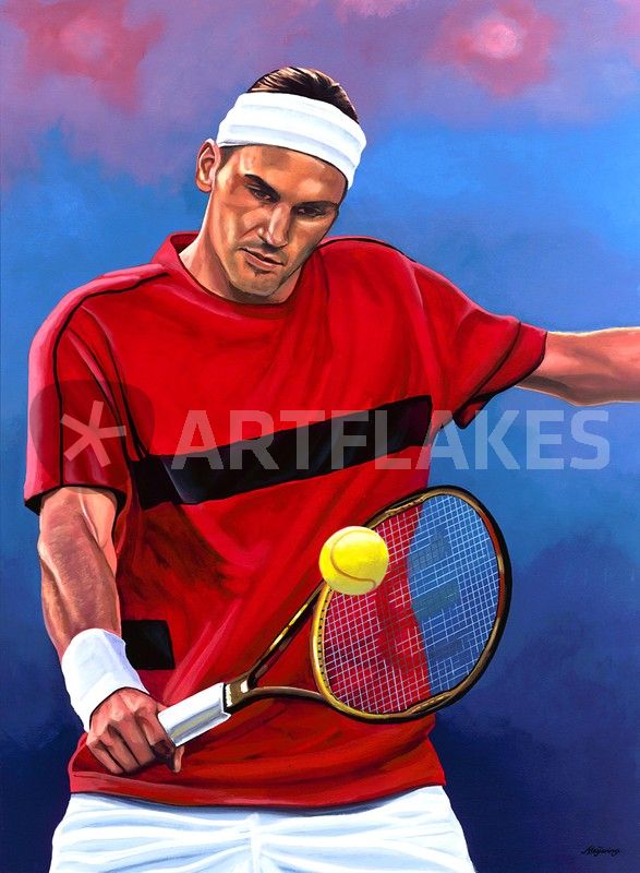 587x800 Roger Federer Painting Painting Art Prints And Posters By Paul - Tennis Player Painting