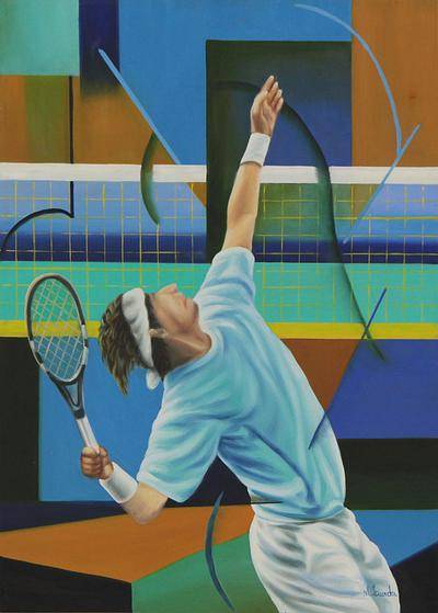400x559 Unicef Uk Market Tennis Player Portrait Painting Signed Brazil - Tennis Player Painting