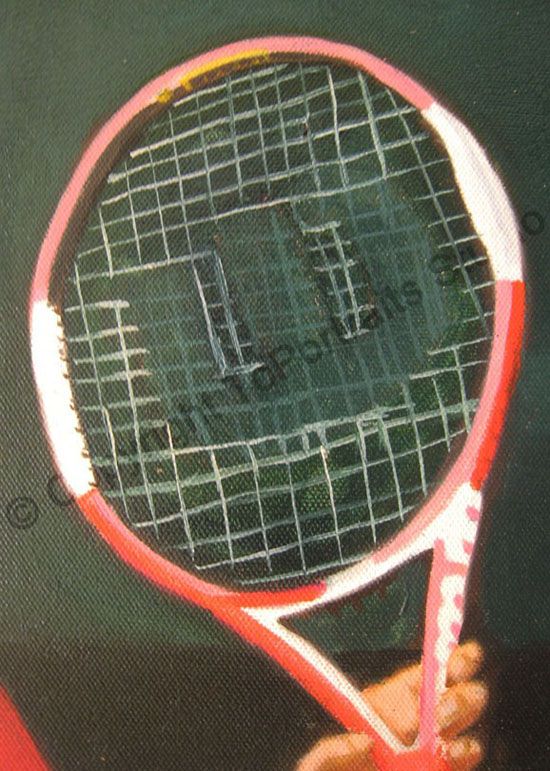 550x771 Roger Federer Portrait - Tennis Racket Painting