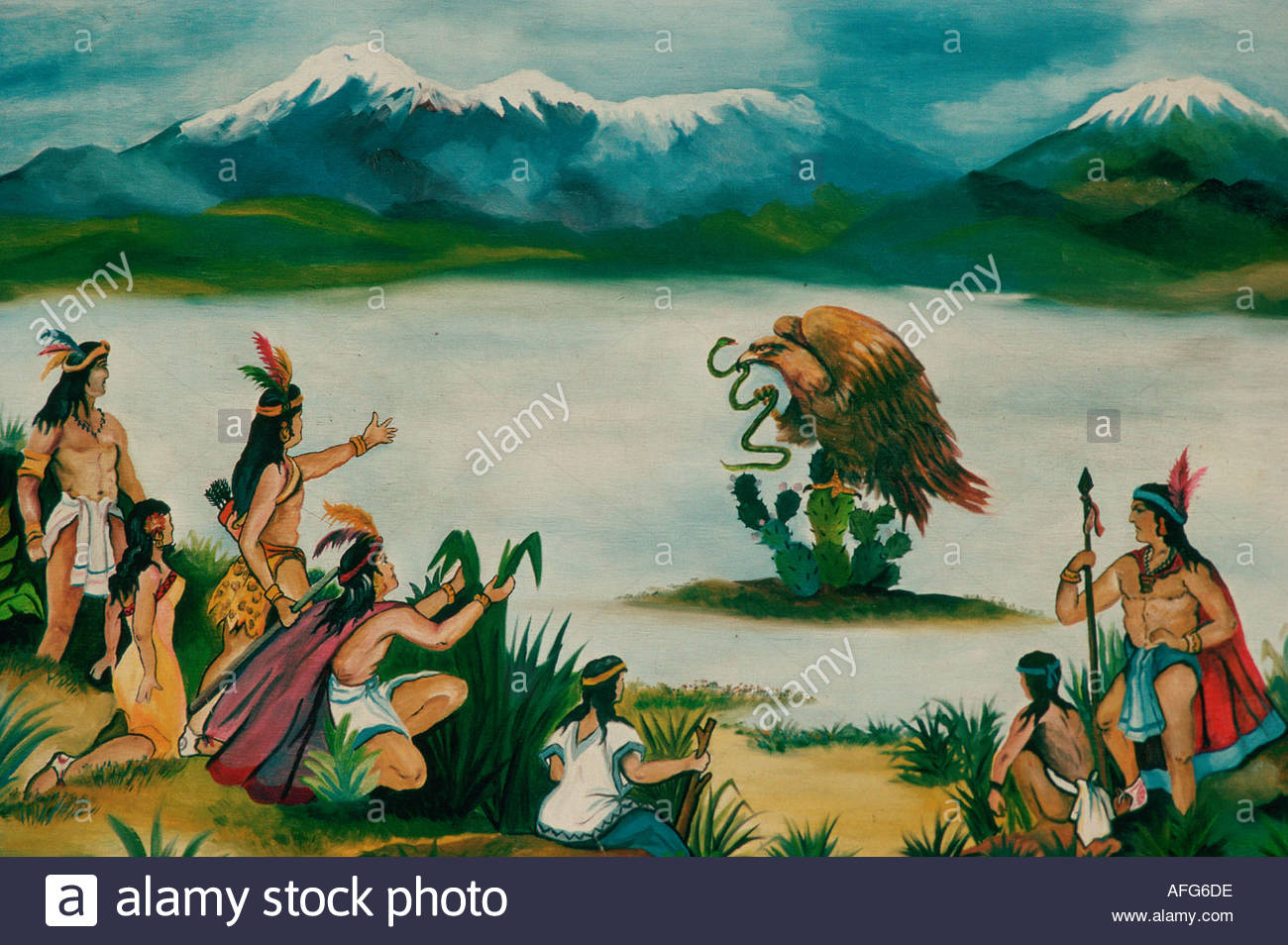 1300x954 Mexico Anonymous Painting Showing The Foundation Of Stock - Tenochtitlan Painting