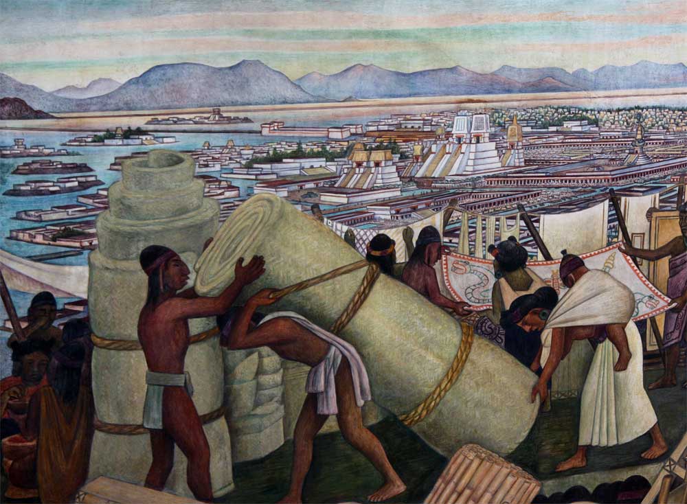 1000x734 Tenochtitlan, 1945 By Diego Rivera - Tenochtitlan Painting