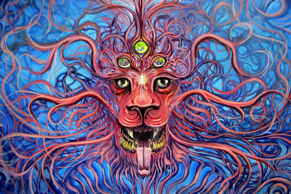 1200x800 Psycheledic Animal Predator Face Eyes Tentacle Cj28 Living Room - Tentacle Painting