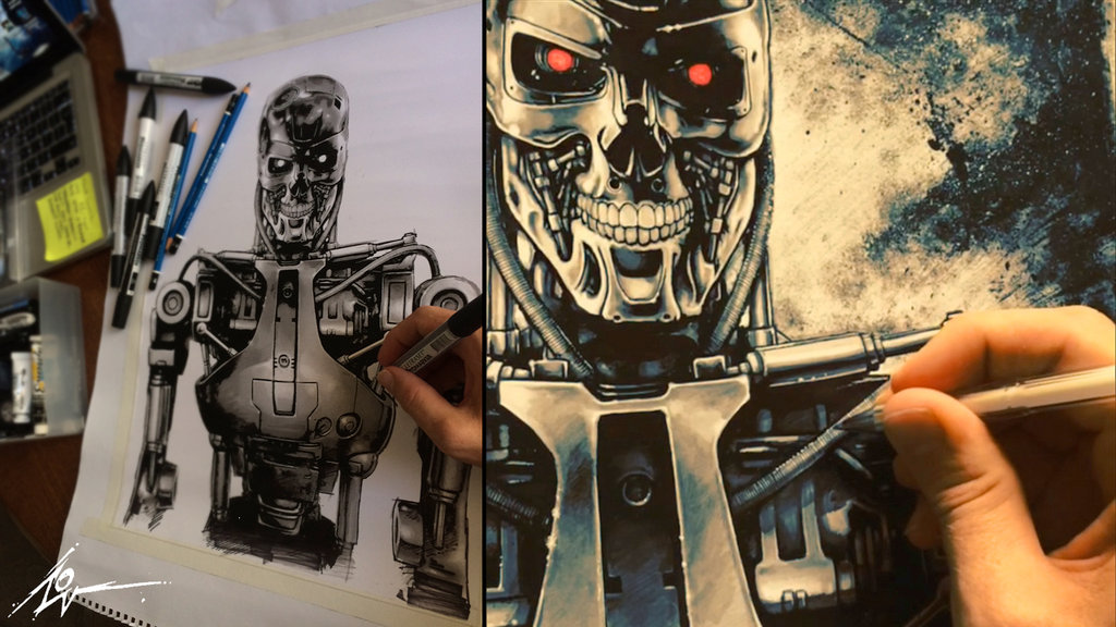1024x576 Terminator (Painting Process) Video Watch Here! By Lovell Art - Terminator Painting