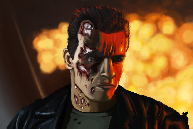 811x546 Terminator 2 Ps Painting By Jodybriggs - Terminator Painting