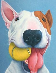 233x300 English Bull Terrier Painting Fine Art Giclee Print Paper - Terrier Painting