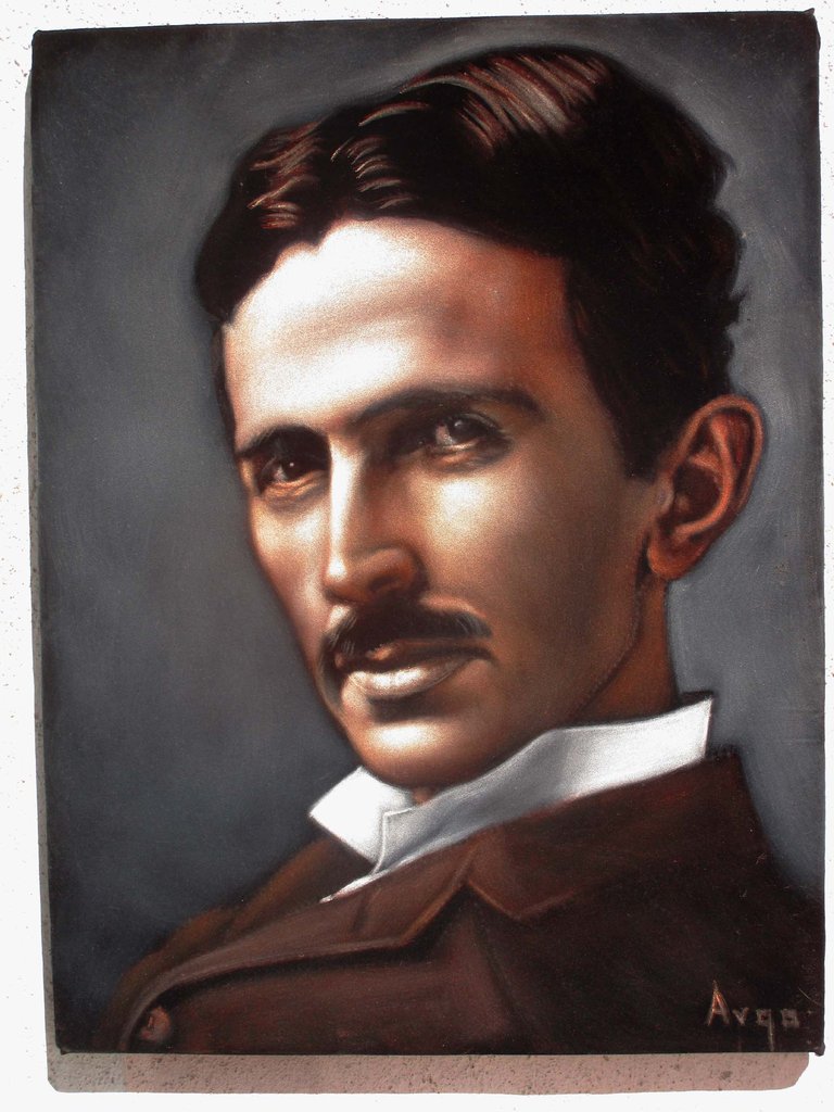768x1024 Nikola Tesla Portrait , Serbian American Inventor, Original Oil - Tesla Painting