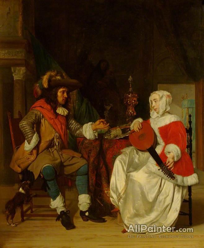 658x800 Gabriel Metsu The Lady Playing Lute,nd - Tete A Tete Painting
