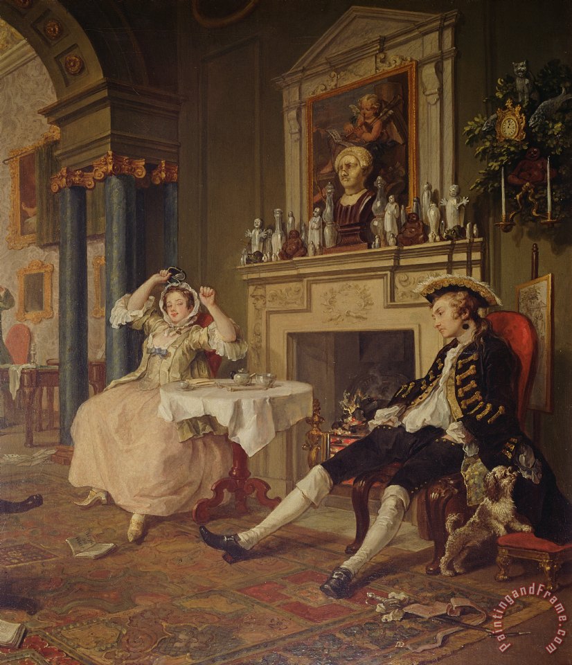 826x960 William Hogarth Marriage A La Mode Ii The Tete A Tete Painting - Tete A Tete Painting