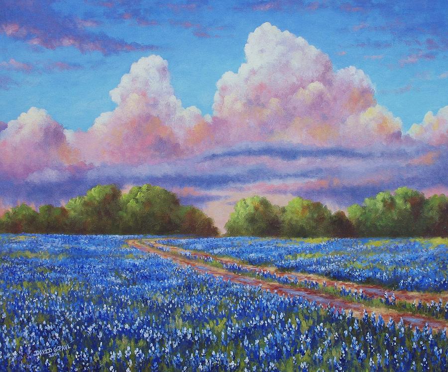 900x747 Rain For The Bluebonnets Painting By David G Paul - Texas Bluebonnet Painting