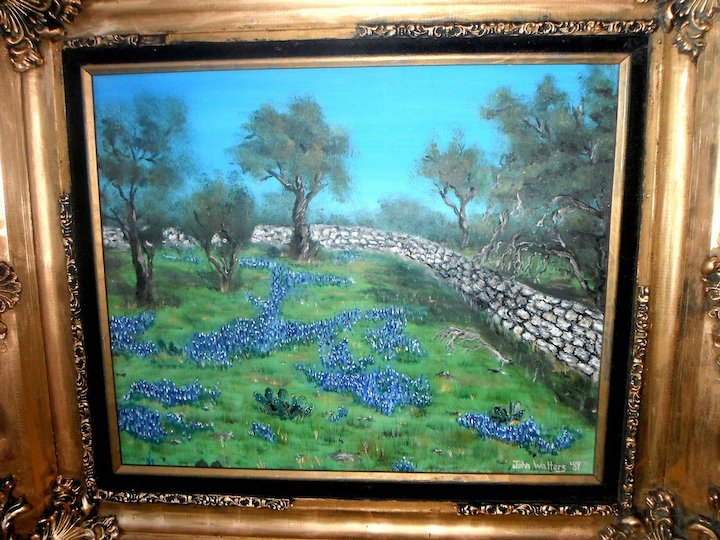 720x540 Texas Bluebonnet Painting ~ Original Oil Painting By John Walters - Texas Bluebonnet Painting