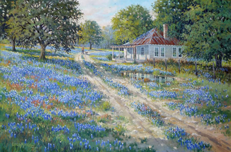 450x296 Bluebonnet Paintings - Texas Bluebonnet Painting
