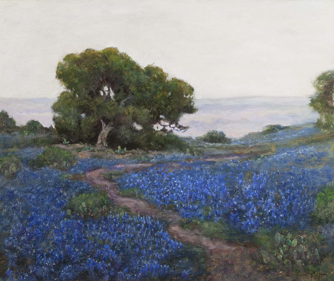 1400x1177 Bluebonnets, Misty Morning, San Antonio, Texas - Texas Bluebonnet Painting
