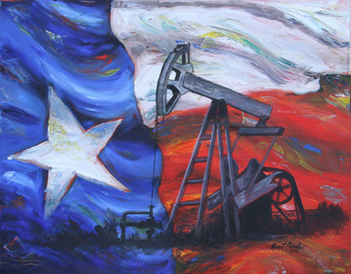 386x302 Sold - Texas Flag Painting