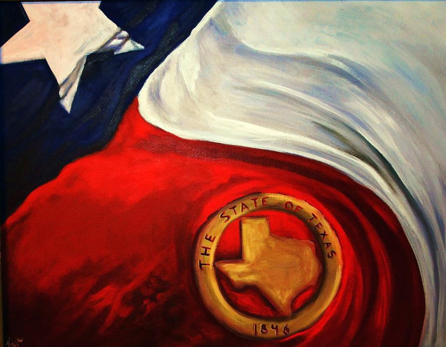 900x701 Texas Flag Art Painting By Link Pallet Gvlandscapes - Texas Flag Painting