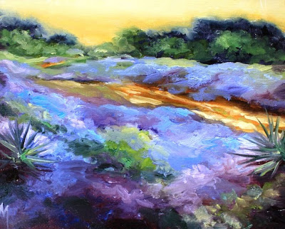 400x322 Nancy Medina Art Lone Star Lilac Texas Landscape Painting - Texas Landscape Painting