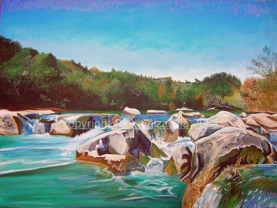 934x702 Sculpture Falls Baron Creek, Austin, Texas, Landscape Painting - Texas Landscape Painting