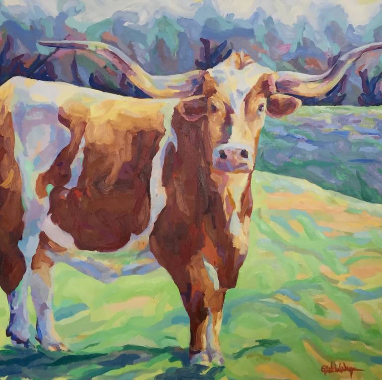 770x767 Saatchi Art Texas Longhorn Painting By Gretchen Weisgram - Texas Longhorn Painting