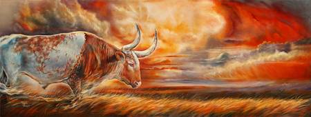 450x170 Stunning Longhorn Artwork For Sale On Fine Art Prints - Texas Longhorn Painting