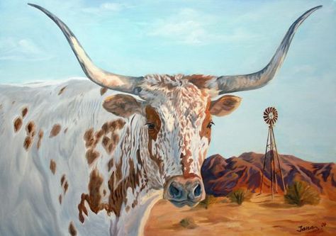 474x333 Texas Longhorn Painting - Texas Longhorn Painting