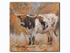 236x180 Contemporary Texas Longhorn Painting, Bad Attitude. By Jennifer - Texas Longhorn Painting