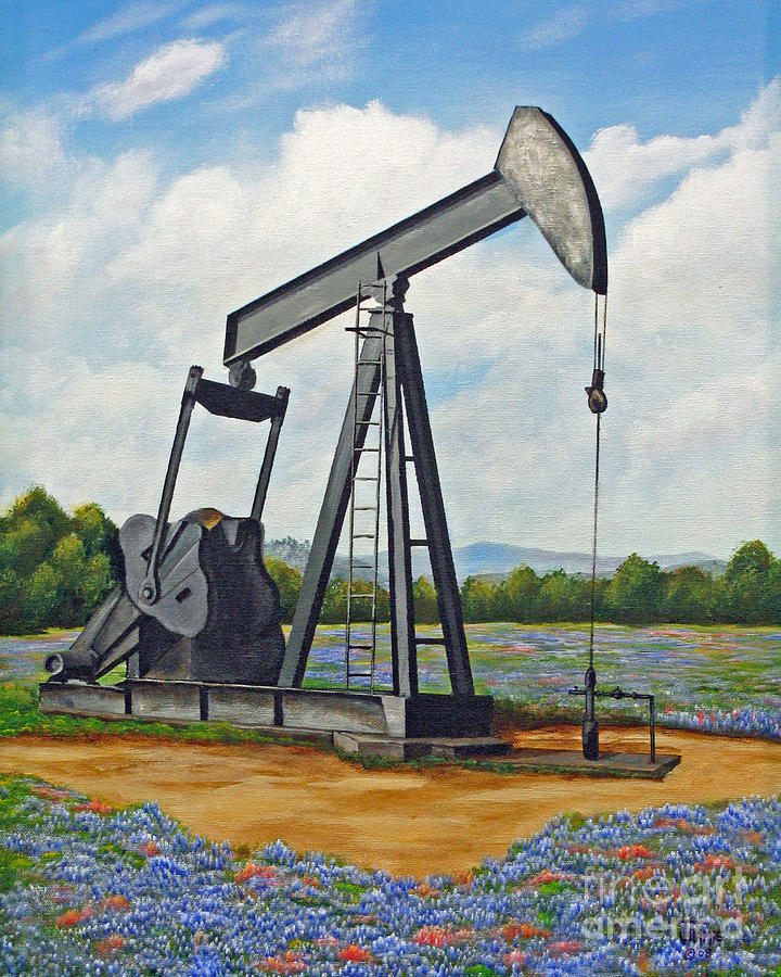 720x900 Texas Oil Well Painting By Jimmie Bartlett - Texas Oil Painting