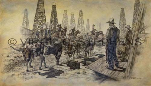 500x286 Western Art, Oil Painting, Fine Art, Modern Art, Print, Texas - Texas Oil Painting