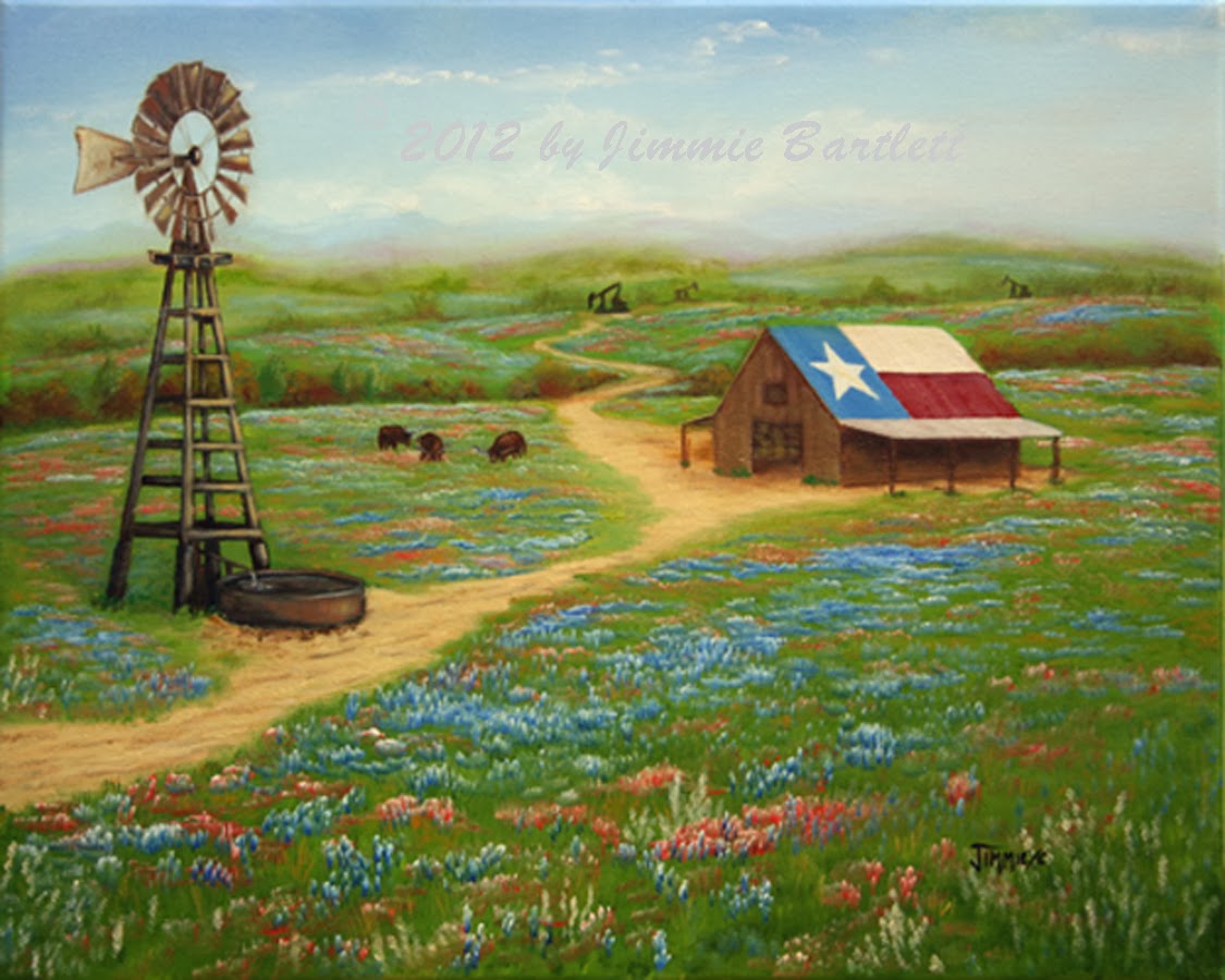 1125x900 Jimmie's Art Texas Countryside, Oil Painting 16 X20 - Texas Oil Painting