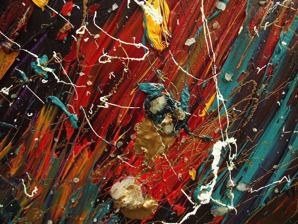 1024x768 Galaxy, Original Large Abstract Oil Painting Alexandra Romano Art - Texture Art Painting