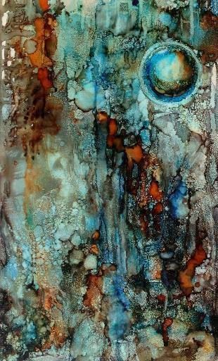 310x513 Abstract Artists International Orb I Original Alcohol Ink - Texture Painting Artists