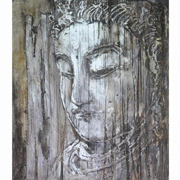 360x360 Buddha Oil Painting, Mixed Media On Canvas, With Heavy Texture - Texture Painting On Canvas