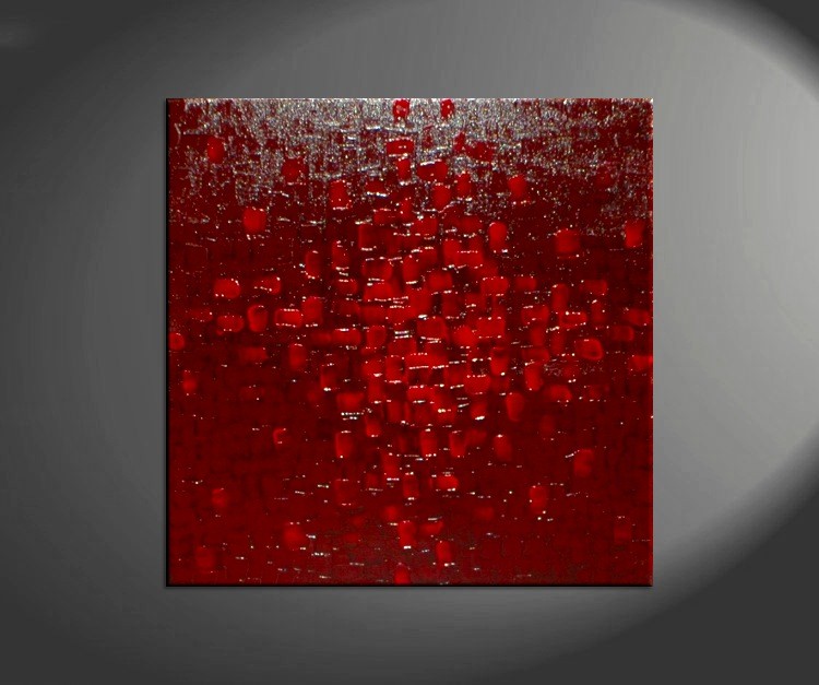 750x627 Custom Bold Red Textured Modern Abstract Painting Urban Original - Texture Painting On Canvas