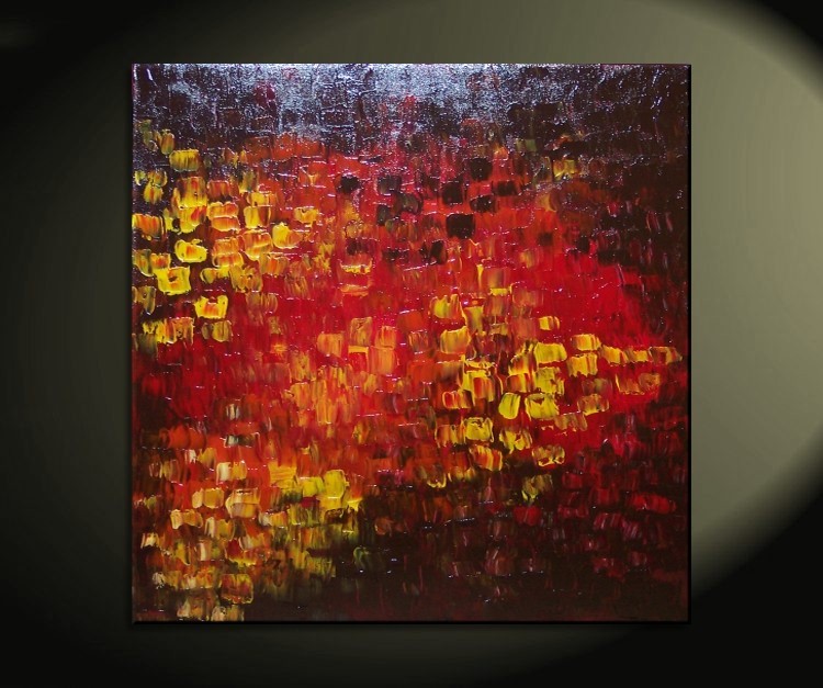 750x627 Big Abstract Textured Painting Red Red Brown Orange Fall Colors - Texture Painting On Canvas